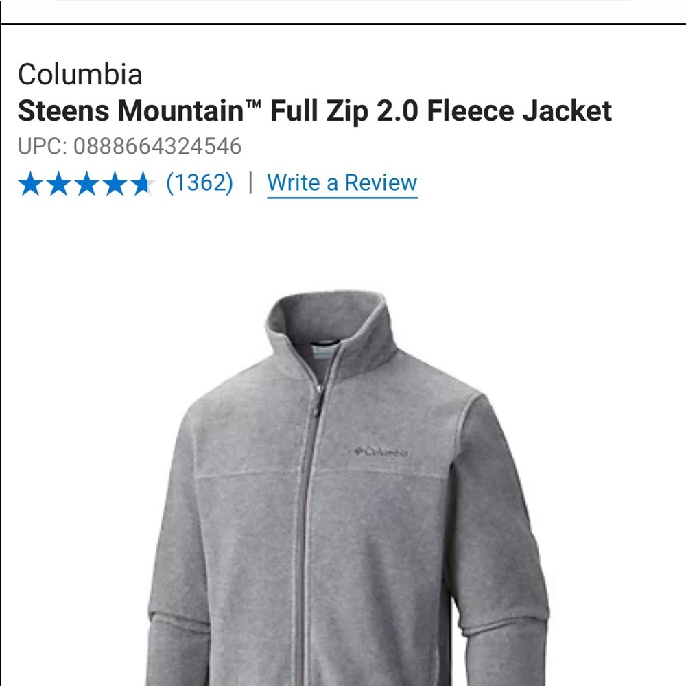 Columbia fleece jacket size L gray